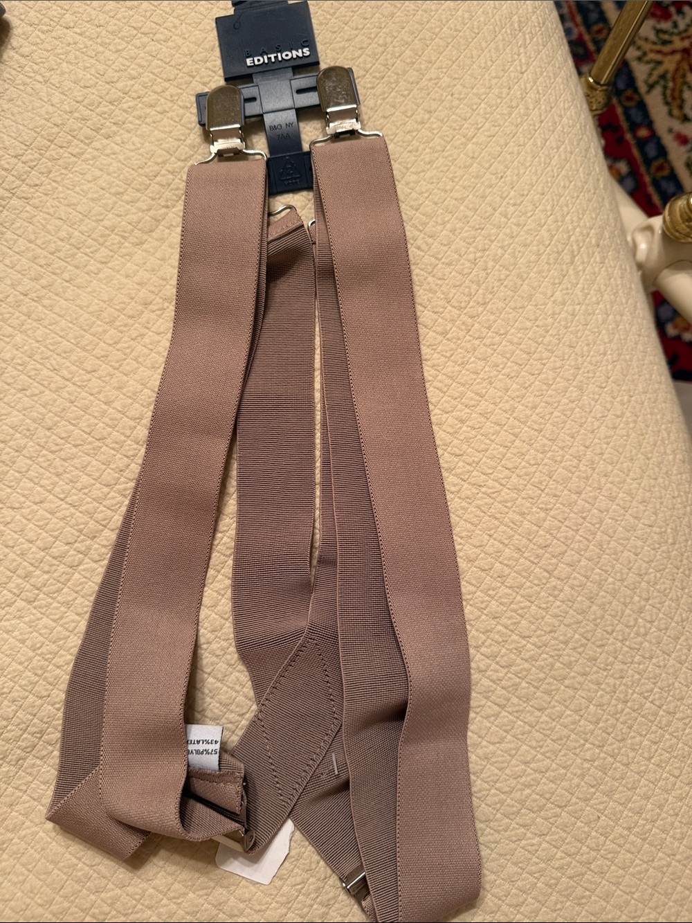 Basic Editions Brown Elastic Men's Suspenders with Metal Clips